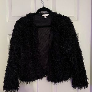 lauren Conrad fringe short jacket in black in size medium